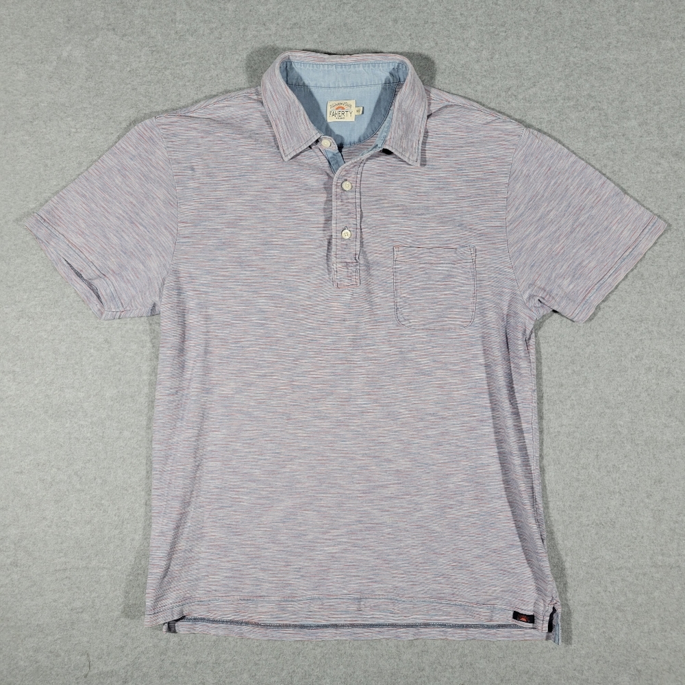 Faherty Brand Movement Polo Shirt Men's Size Medium Short Sleeve Cotton Pocket